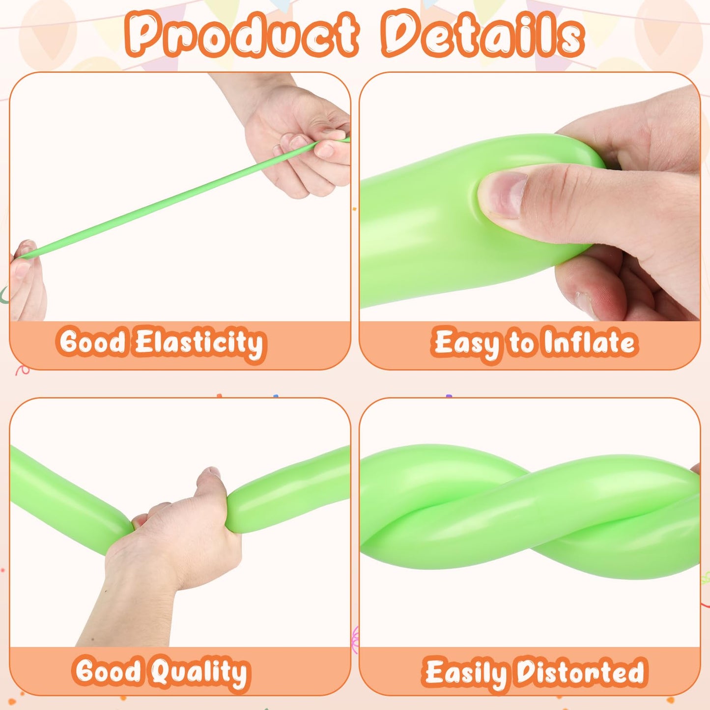 100Pcs 260 Balloons Rainbow Long Balloons For Balloon Garland Thickening Long Skinny Latex Balloons For Tying Twisting Animals M