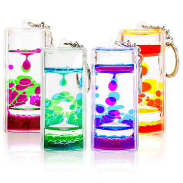 Octtn 4 Pack Colorful Liquid Motion Keychain, Acrylic Sensory Toy For Stress Relief, Holiday Gift For Kids & Adults