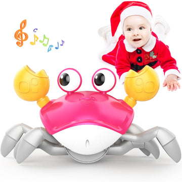 Yeaye Crawling Crab Baby Toys Infant - Tummy Time Toy Gifts For 3 4 5 6 7 8 9 10 11 12 Boy Girl With Learning Crawl System Music For 0-6 6-12 12-18 36 Months Walking Toddler Birthday Gift(Red)