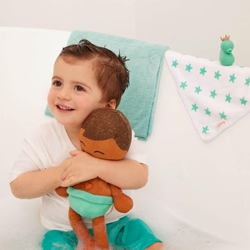 Lullababy - 14-Inch Bath Baby Doll Boy - Light-Brown Hair - Soft Plush Body For Real Water Play - Tub Toys - Kids Ages 2 Years O