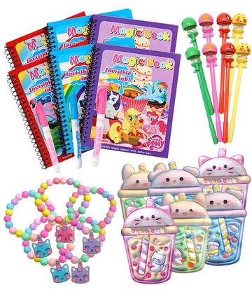TERA13 (24 Pcs) Kanya Pujan Return Gift for Kids  Stationery Combo with Magic Coloring Book with Pen, Funny Pens, Bracelet & Po