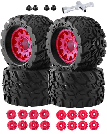 Rcarmumb RC Truck Wheel Tires for 1/10 Rustler Stampede Hoss,Arrm a Granite Vorteks Big Rock,Axial Losi Redcat Rc4wd,12mm/14mm H