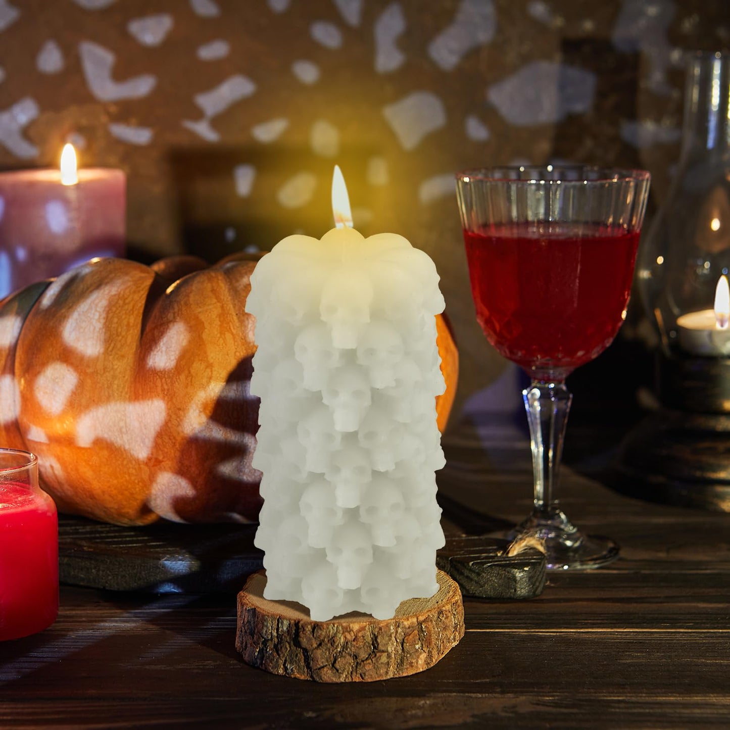 Nuanchu Halloween Large Figure Image Candle Spooky Candle Holder Skeleton Candle Soy Wax Candles Home Decor for Halloween Birthd