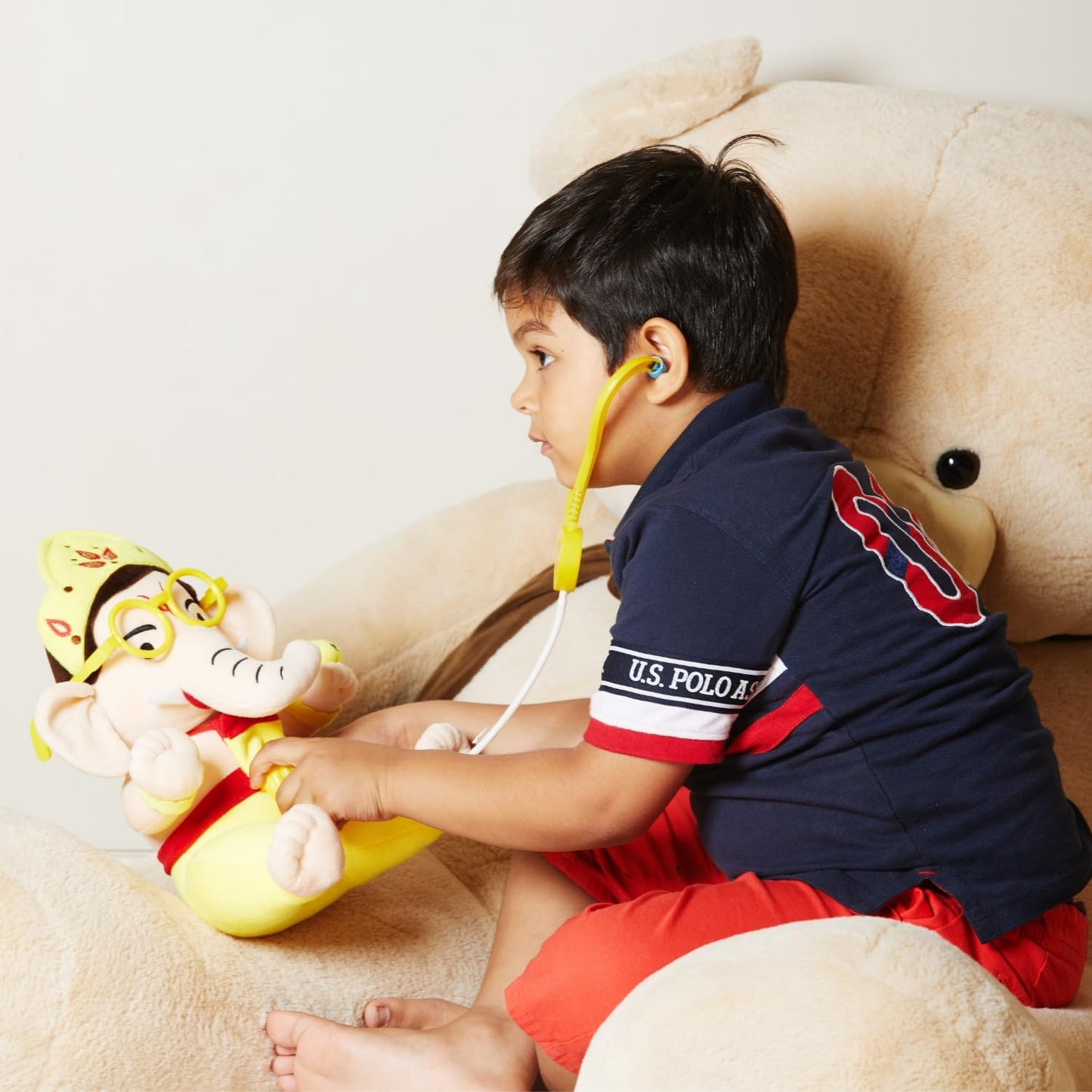 PandaS Box Mantra Chanting Baby Ganesha (28 Cm) | Musical Soft Plush Toy | Best Gift For Infants, Toddlers & Babies