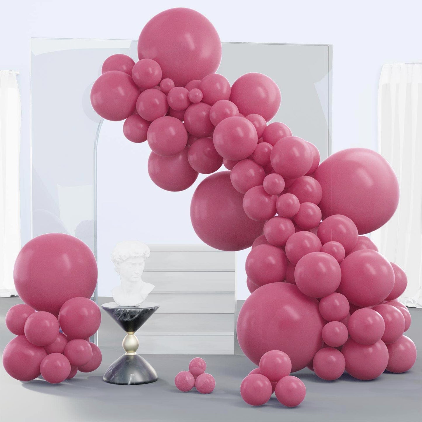 Partywoo Opera Mauve Balloons, 140 Pcs Boho Pink Balloons Different Sizes Pack Of 18 Inch 12 Inch 10 Inch 5 Inch Mauve Pink Balloons For Balloon Garland Or Balloon Arch As Party Decorations, Pink-F02