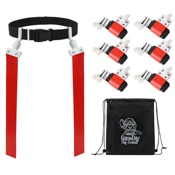 Gameday 6 Player Pop Flag Football Set-Complete w/Flags, Belts and carry Backpack (Red)