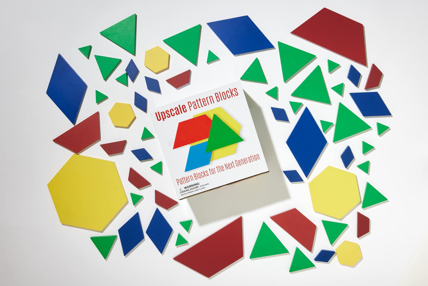 Math For Love Upscale Pattern Blocks – Award Winning Steam Toy - 4+ - Multi-Colored Geometric Wooden Pieces In 4 Different Shapes - Nurtures Creativity