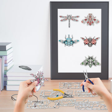 Piececool 3D Puzzles For Adults, 6Pcs/Lots Insect Themed Brooches Metal Models Building Kits, Interesting Assembling Crafts Set With Tools For Beginners, Great Gifts