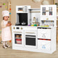 Arlopu Play Kitchen for Kids, Wooden Pretend Toy Kitchen, Large Toodler Cooking Playset w/Cookware, Stove w/Light & Sound, Fabri