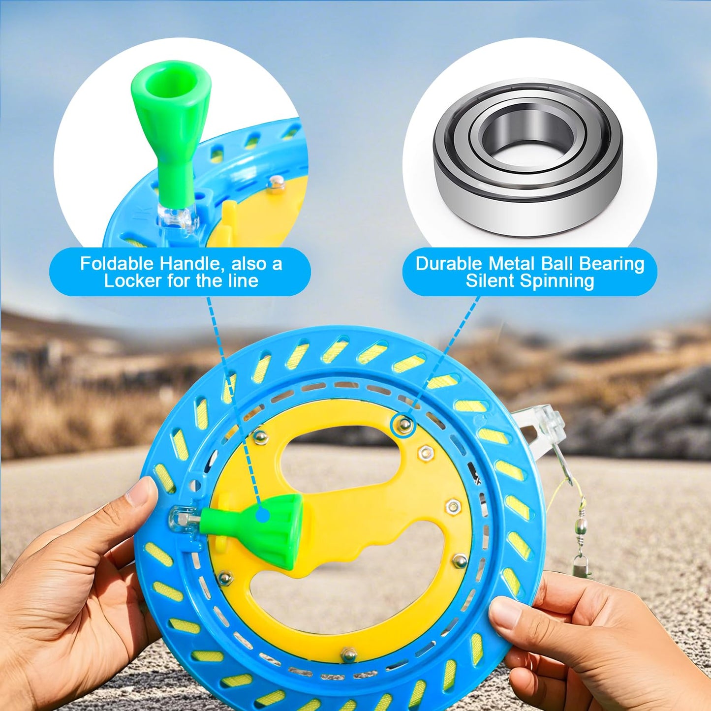 Xida Kite String Reel Winder for mature-themeds - 1000FT High-Strength Kite Flying Line with Smooth Spool & Tangle-Free Design for Ultimate Outdoor Flying Experience  7.1 Inch