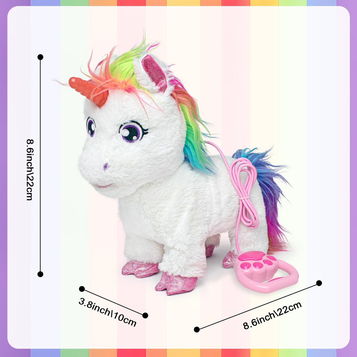 Yh Yuhung Walking Unicorn Toy With Remote Control Leash, Light-Up Horn, Electronic Pets Unicorn, Walking Pony Toys Horse, Unicor