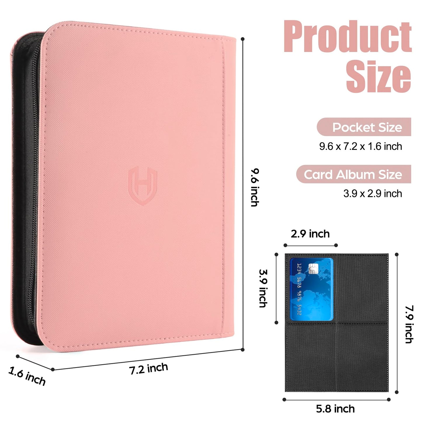 Card Binder 4 Pocket with Zipper  288 Pockets Trading Card Holder Book  enhanced PU Cover Zip Folder Binder  Side Loading Carrying Case Binder Album for TCG  MTG  Sports Cards  Game Cards