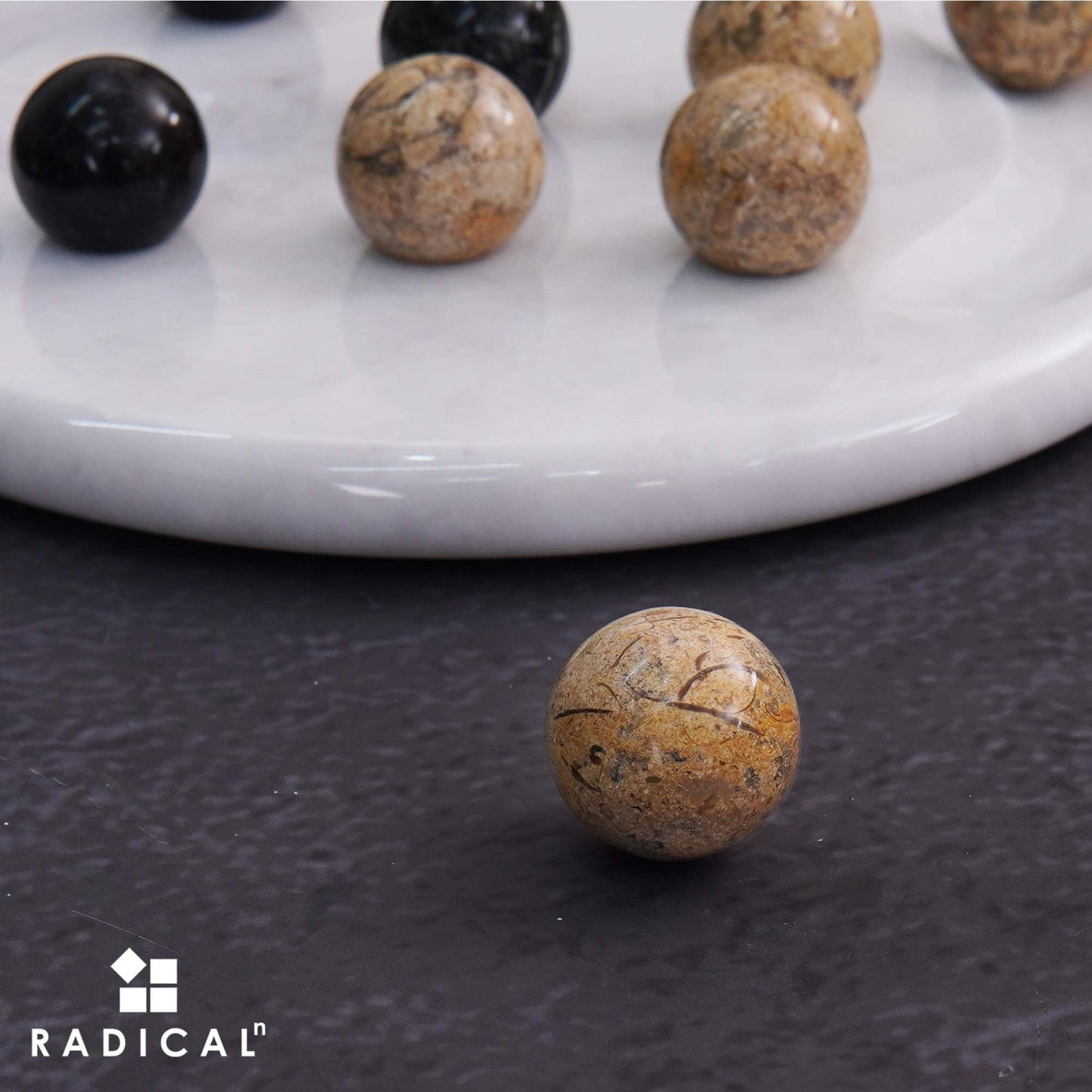Radicaln Marble Tic Tac Toe 10 Inches Black and Coral Handmade Board Game for mature-themed and Family - Ideal Outdoor & Travel Game  Fun Gift for mature-themeds  Best for Coffee Table Centerpiece