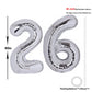 40 Inch Number 26 Balloon Silver Jumbo Giant Big Large Number 26 Foil Mylar Silver Balloons 62Th Birthday Party Anniversary Deco
