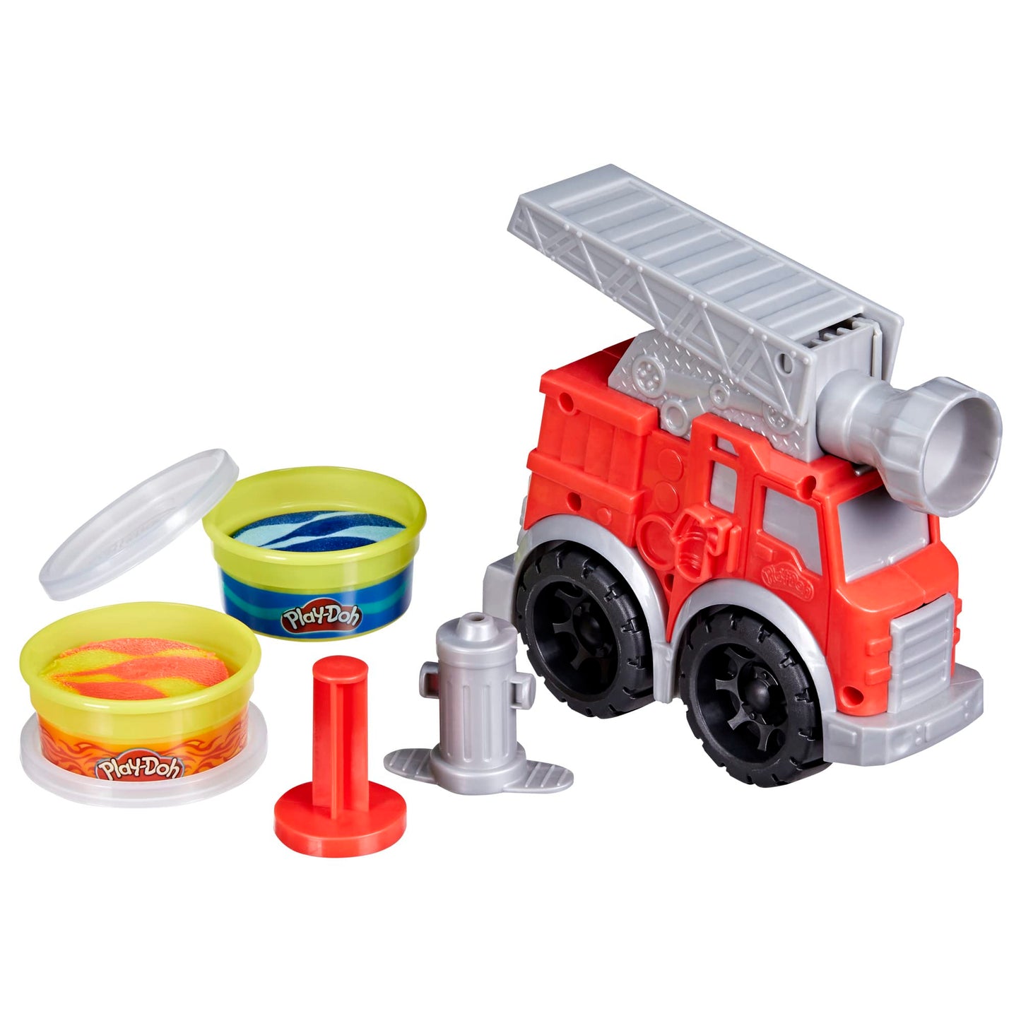 Play-Doh Wheels Fire Engine Playset with 2 Non-Toxic Modeling Compound Cans Including Water and Fire Colors, Firetruck Toy for K