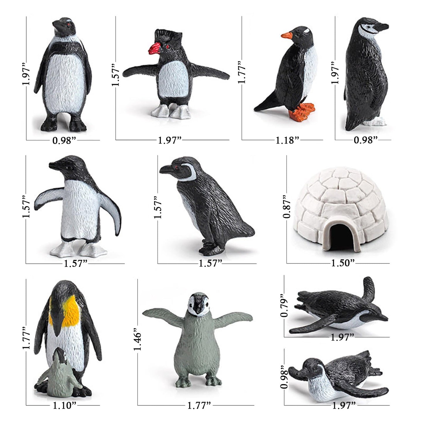 Scahow 11Pcs Penguin Toys, Plastic Arctic Animal Penguin Figures For Kids, Realistic Polar Animals Penguin Figurines Set With Ig