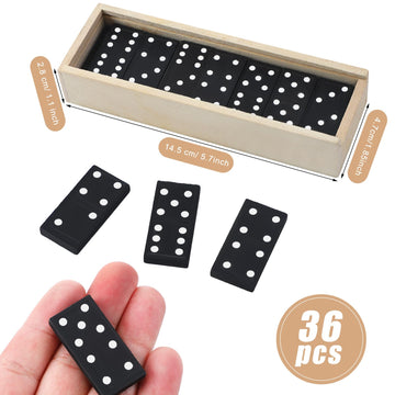 Hungdao 80 Pack Mini Dominos Set for Adults Bulk Double 6 Dominoes Wooden Miniature Classic Board Games Party Favor Travel Famil