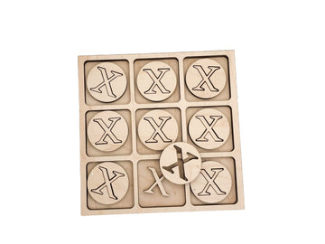 Traditional Themed Tic Tac Toe Board Game, 5X5 Inches Unfinished Wood Diy Painting Craft Kit For Kids With Wooden Avtrboutique X