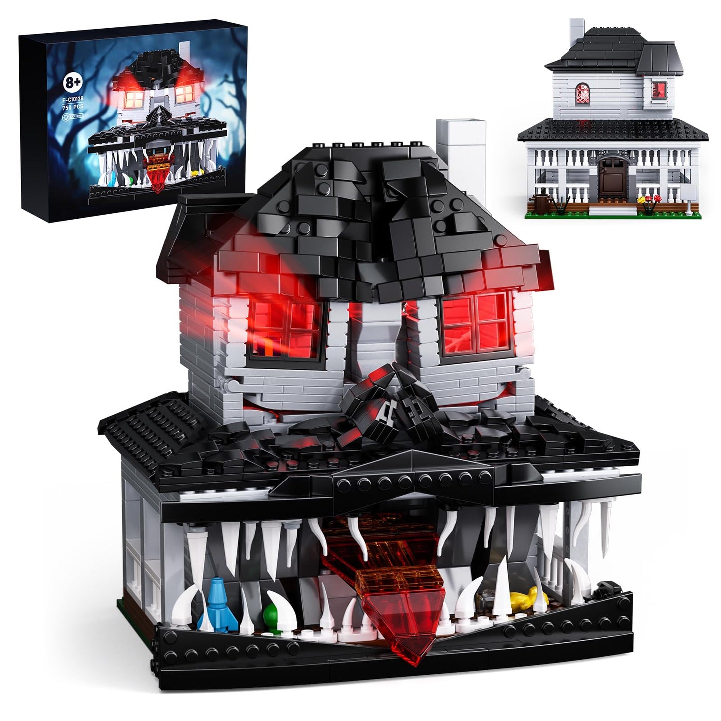 Monster House Building Block Set  Horror Haunted House Film Creative Toys Set with Light Compatible with Lego  Gift Decoration for Fans 12+ Boys Girls mature-themed in Halloween Birthday(750 PCS)