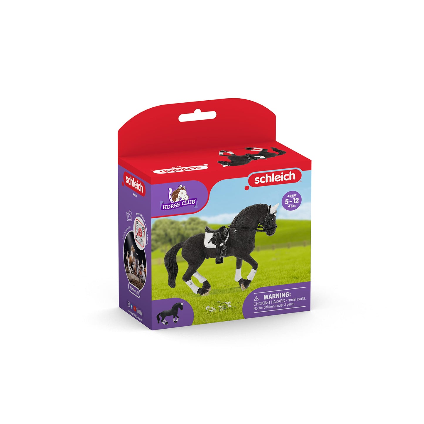 Schleich Horse Club Tournament Riding Stallion Playset - 4-Piece Realistic Figurine, Medium Size, Multi-Color, Model 42457