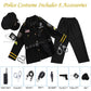 Twister.Ck Police Officer Costume For Kids, Police Costume For Boys, Police Cop Costume-Shirt,Pants,Hat, Belt,Halloween Cosplay Party (M)