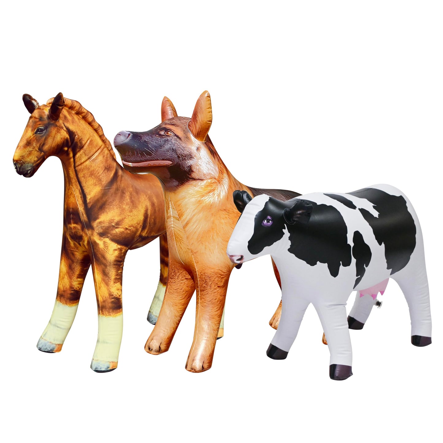 Jet Creations Inflatable Animal Trio: Cow, Horse, German Shepherd, Toy for Endless Fun Decor Party Balloons for Kids Adults Birt