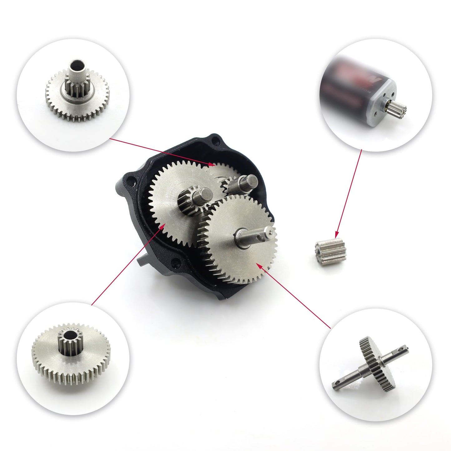 Raflot Stainless Steel 16.6:1 Transmission Gear Set with 11 Tooth Motor Pinion for TRX4M 1/18 RC Crawler Car Upgrade