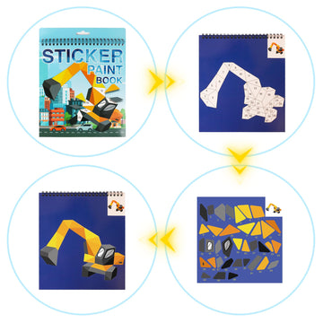 Vehicle Sticker Book For Kids Ages 4-8, Crafts For Kids Ages 4-8 Sticker Paint Books Boys And Girls Birthday Gifts Party Favor, Travel Toys Car Stickers For Kids Learning