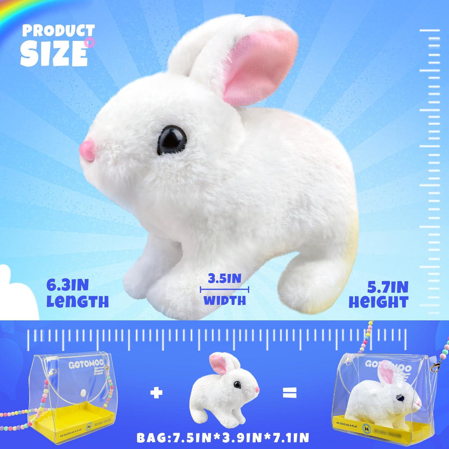 Smilesskiddo Electronic Jumping Rabbit For Girls - Hopping Bunny Toys With Wiggle Ears, Twitch Nose And Portable Bag, Interactiv