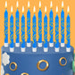 Conelist 12 Pcs Blue with Gold Ring Print Themed Birthday Candles Blue Golden Cartoon Characters Candle Cake Topper for Boys Gir