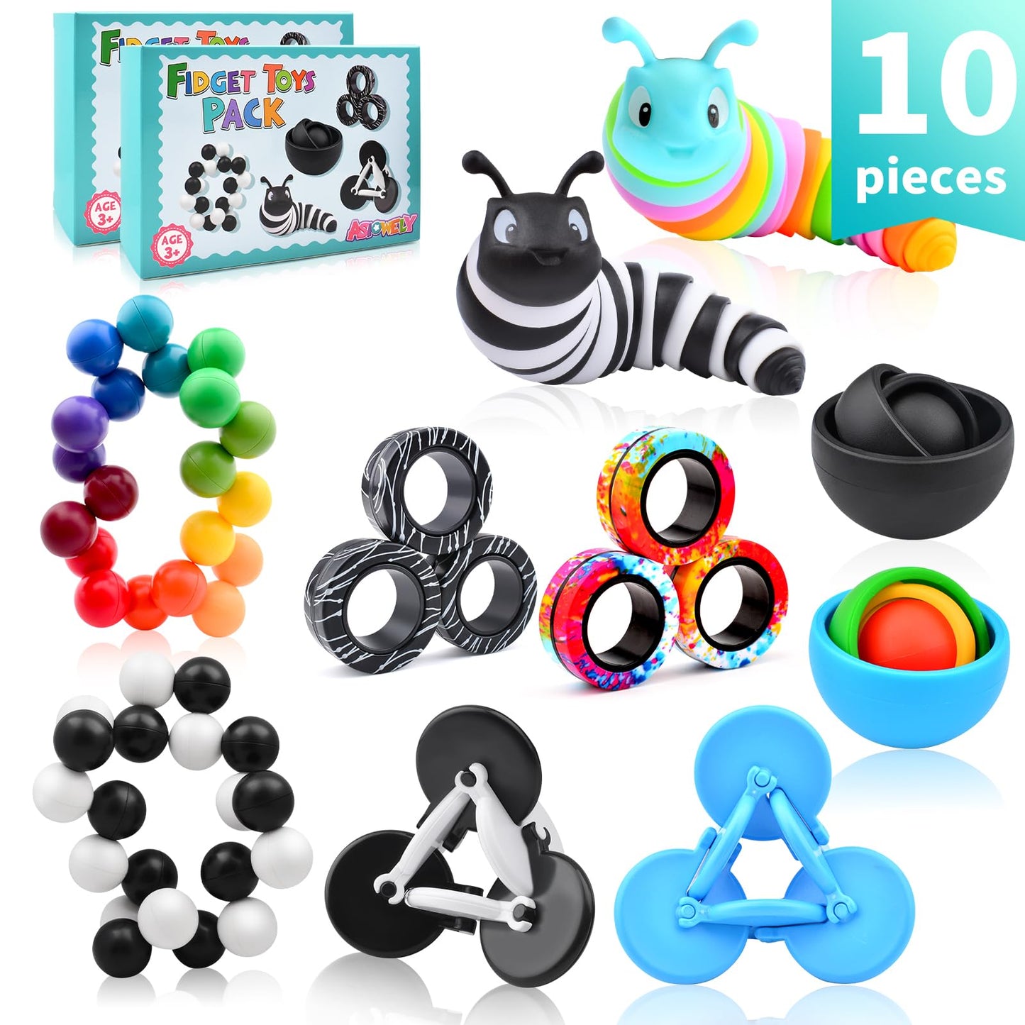 Fidget Toys Adults Pack, Fidget Spinner For Kids, Easter Basket Stuffers For Teens, 10Pc Sensory Toys Set For Autism, Desk Toy S