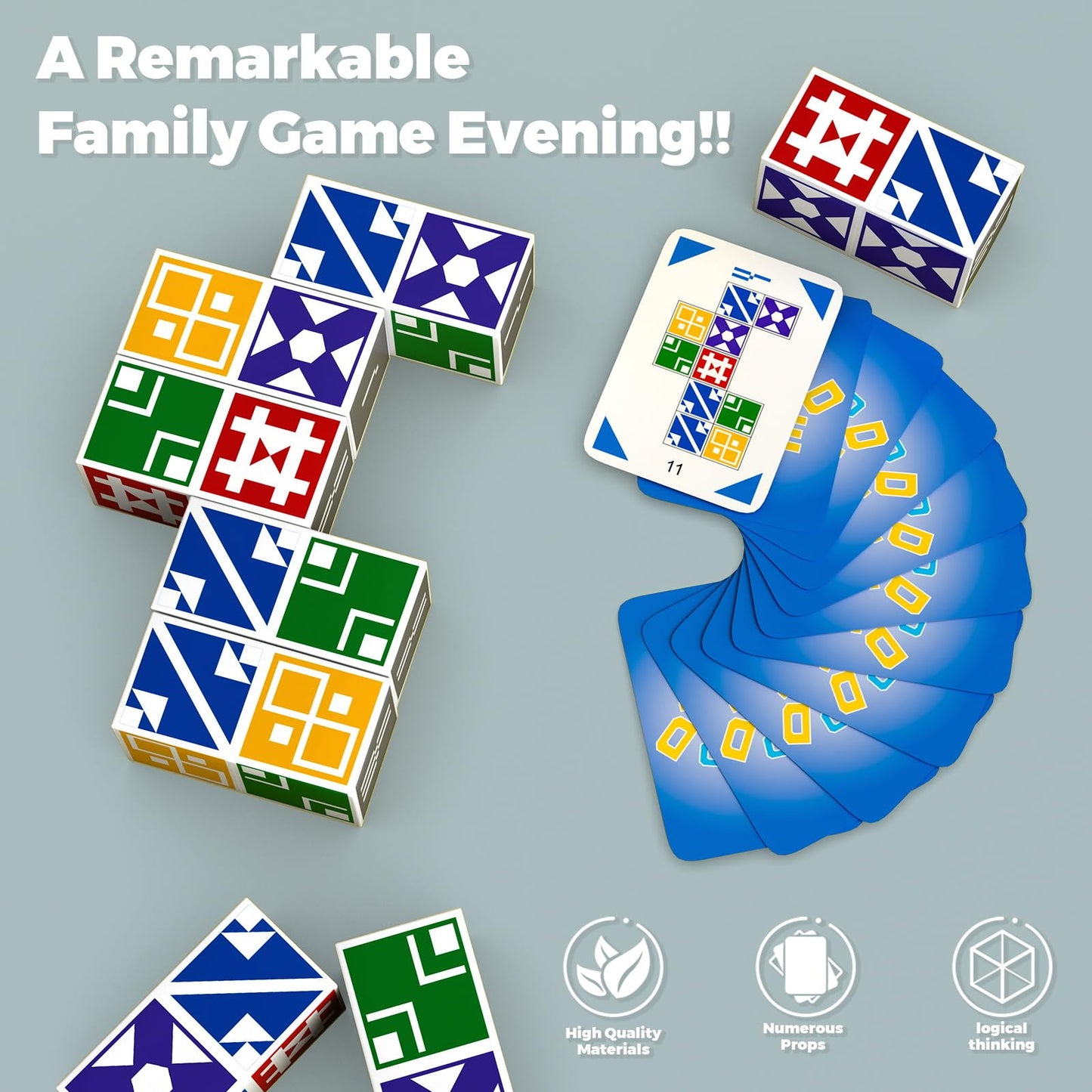 Family Board Game For Kids & Adults, Block Puzzle Games For Boys & Girls Ages 4-8 8-12, 2+ Player Card Matching Puzzles For Chil
