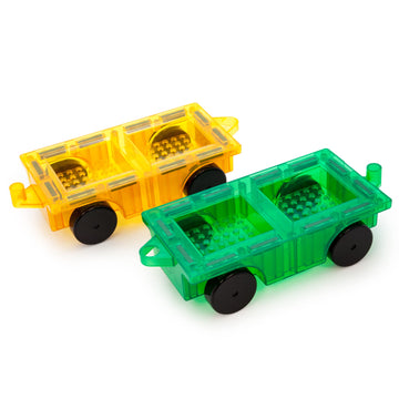 Picassotiles 2Pcs Magnetic Tiles Expansion Car Truck Building Blocks Compatible Set, Kids Magnet Bricks Stem Learning Toys, Magn