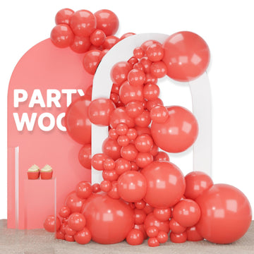 Partywoo Coral Red Balloons, 138 Pcs Light Red Balloons Different Sizes Pack Of 18 Inch 12 Inch 10 Inch 5 Inch Coral Balloons For Balloon Garland Or Balloon Arch As Birthday Party Decorations, Red-Y22