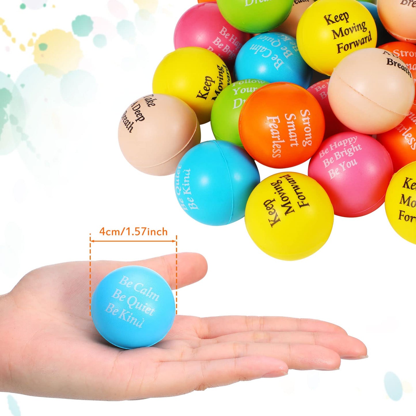 60 Pcs Motivational Stress Balls Quotes Inspirational Funny Colorful Foam Balls Hand Exercise Stress Relief Gifts For Office Small Anxiety Balls For Relief Motivating Encouraging Supply