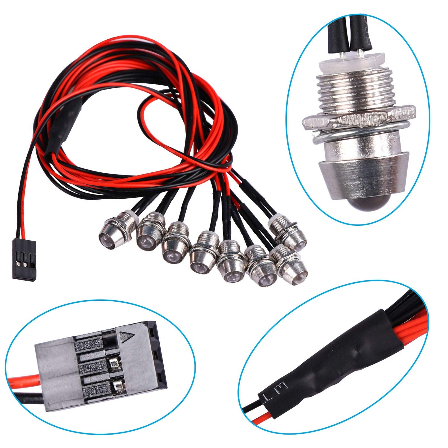 Acekeeps RC Scale Crawler Led Light Kit, RC SC Car Headlights and Taillight Combo for 1/10 Slash RC Truck SCX10 GEN7 Crawler, 1-