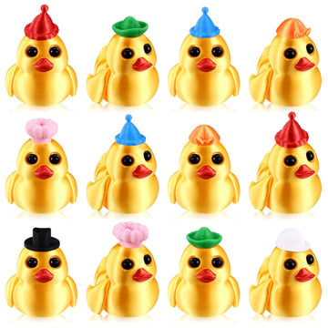 Honoson 12 Pcs 3D Printed Fidget Toy 3D Printed Duck Small Animal Toy Flexible Cute Articulating Pet Stress Relief Fidget Toys f