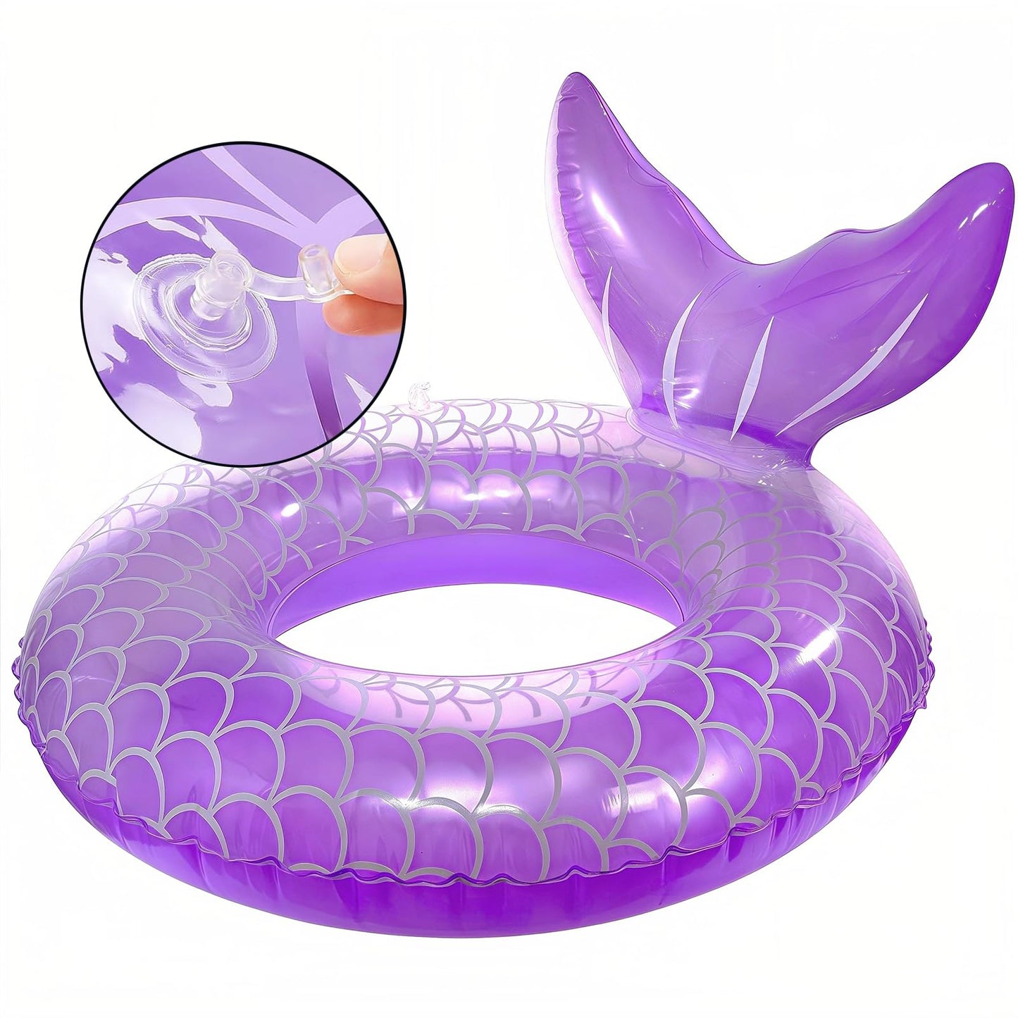 Inflatable Mermaid Pool Floats For Kids,Purple Mermaid Swimming Ring Tubes Children Pool Float For Outdoor Beach Swimming Pool P