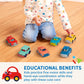 Battat- Wonder Wheels- Set of 6 Mini Toy Cars For Kids - Race Car, Truck, Taxi, Police Car, Retro Car, 4x4 - Pretend Play- Recyc