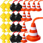 Mifoci Race Car Cups with Straws Plastic Traffic Cone Cups Tire Cups with Straws for Kids Yellow Trophy Cups Construction Party 