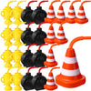 Mifoci Race Car Cups with Straws Plastic Traffic Cone Cups Tire Cups with Straws for Kids Yellow Trophy Cups Construction Party 