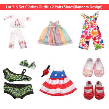 Augfrog 5 Sets Of Doll Clothing And 2 Pairs Doll Shoes (Send By Random) For 18 Inch Doll, Hand - Made Doll Accessories Collectib