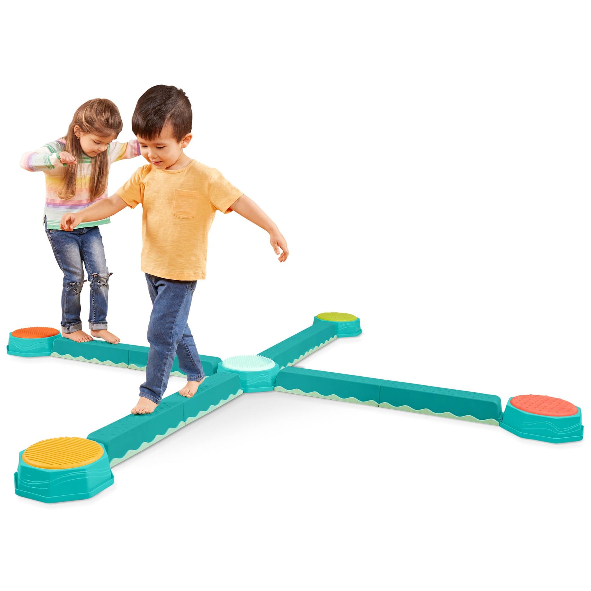B. Toys – Balance Beam For Kids – Interlocking Balancing Beams – 5 Sensory Pads & 8 Beams – Active Play For Toddlers, Kids – 3 Years + – Balance & Build Set