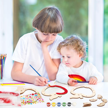 Fennoral 6 Pack Dream Catcher Craft Kit For Kids Paint You Own Apple With Rainbow Dreamcatcher Diy Coloring Wooden Art And Craft