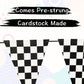 VILIFEVER 2 Pieces Black and White Checkered Flags Banner, Double Sided Checkered Pennant Banner for Racing Party Decorations Ra