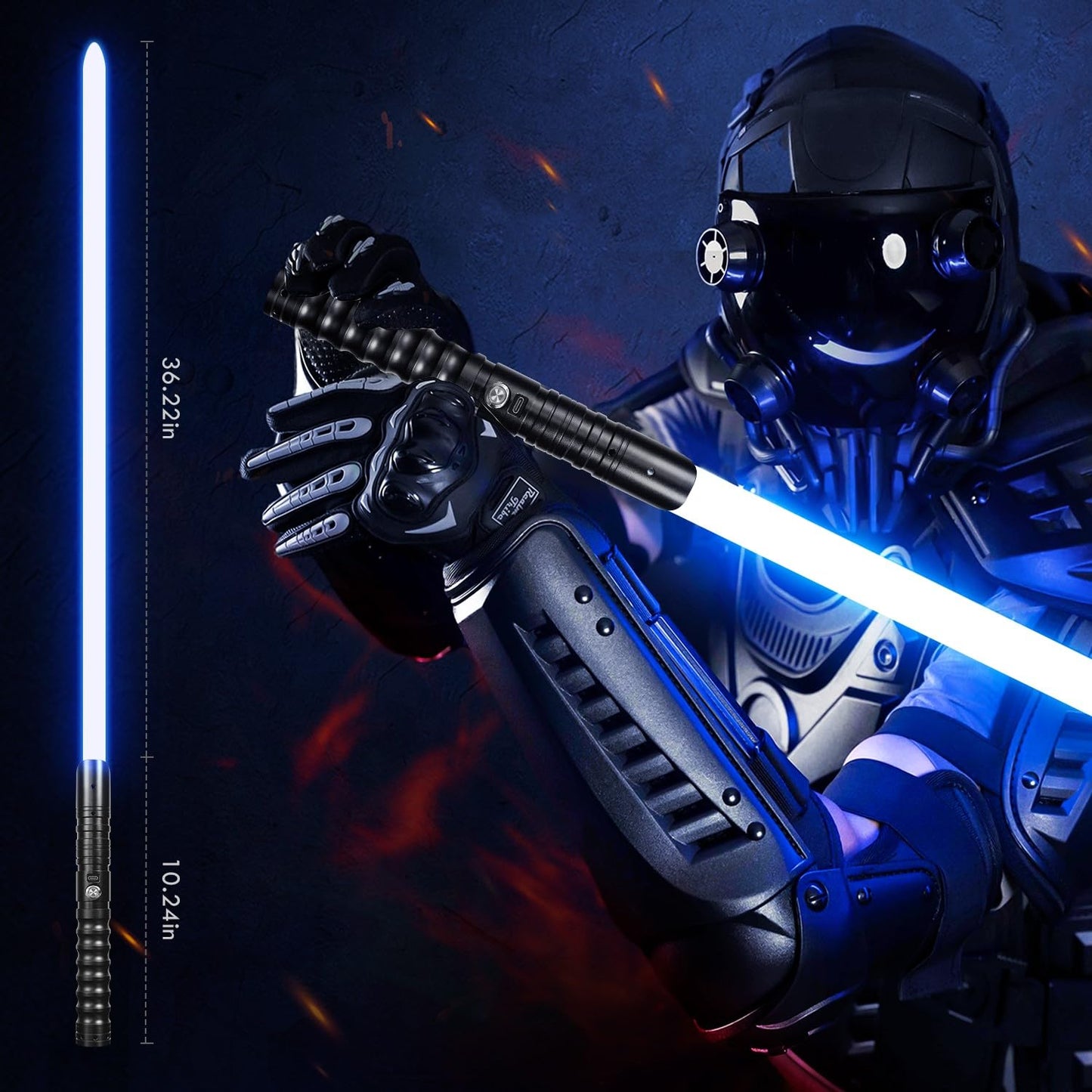 CVCBSER FX Dueling Lightsaber RGB 16 Colors Changeable Premium Aluminium Alloy Hilt Light Saber with 12 Mode Sound Force Lightsa