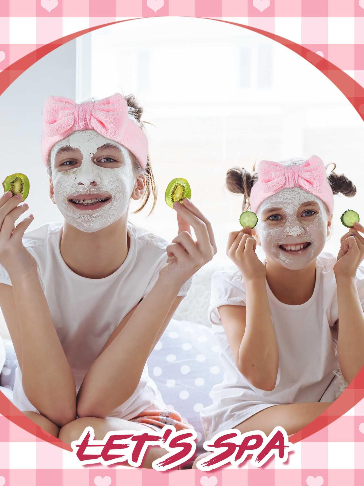 Sintuff 24 Pcs Sleepover Party Supplies For Girls 6 Spa Party Robes 6 Tote Bags 6 Headbands 6 Spa Masks(Size 10,Pink)