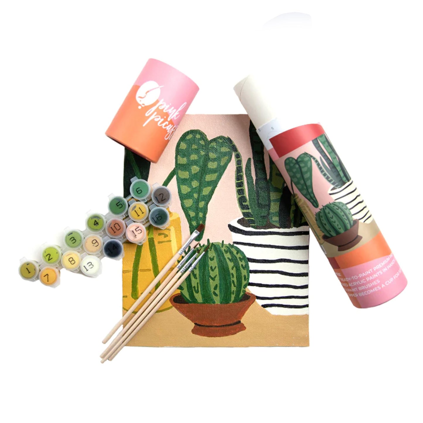 Pink Picasso Kits Mid Century Modern Paint By Number For Kids Ages 5-12 | Diy Beginners Kids Craft Kit Acrylic Paint Canvas Pain