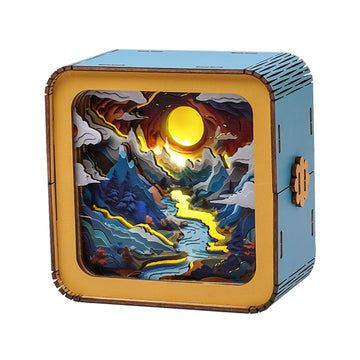 3D Wooden Puzzle Night Light, Valley Sunset Diy Puzzles For Adults, Eye Care Night Light With Touchable Switch, Personalized Gif