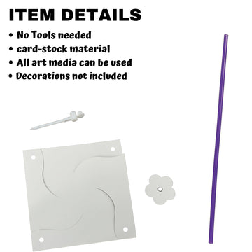 4Es Novelty DIY Pinwheels Craft for Kids (24 Pack) Color Your Own White Pinwheels, Bulk Summer Craft Kit for Boys & Girls, Arts